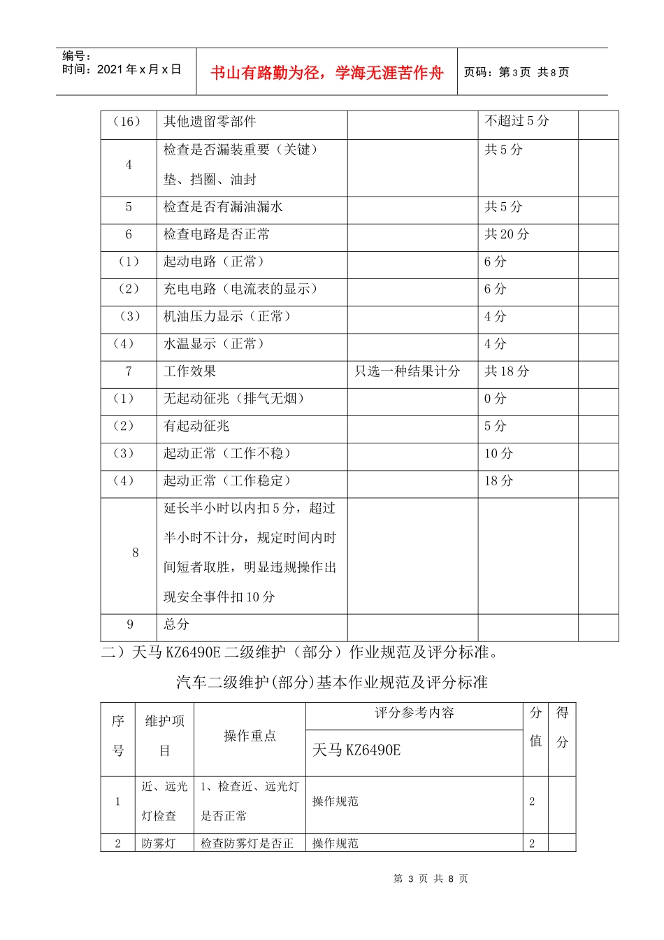 汽车运用与维修专业学生技能竞赛实施方案_第3页