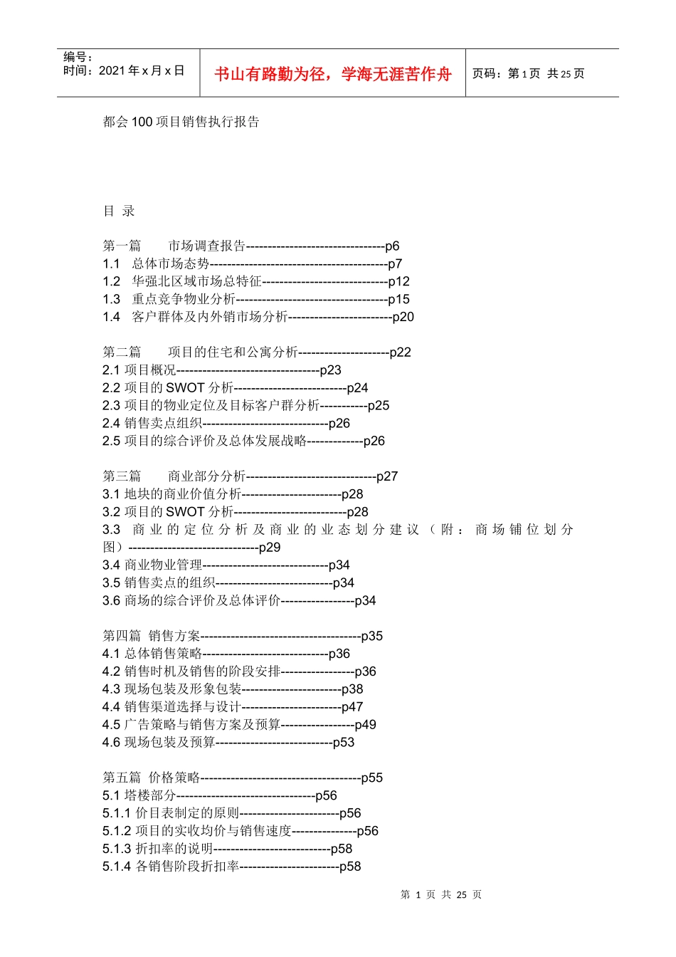 项目销售执行报告_第1页