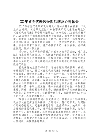 XX年省党代表风采观后感及心得体会