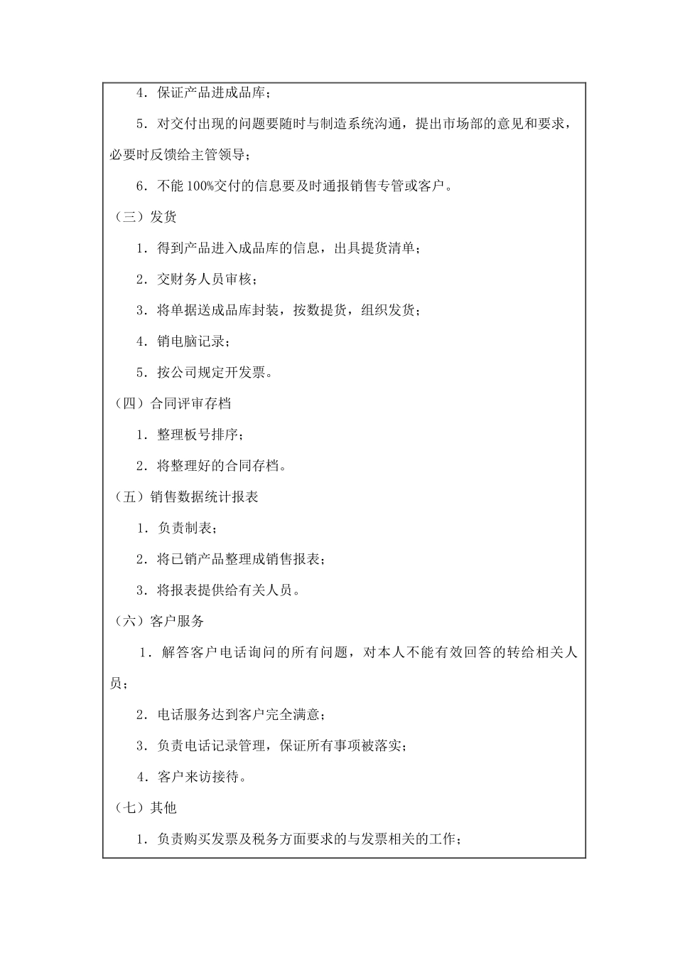 某企业销售计划员岗位职务说明_第2页