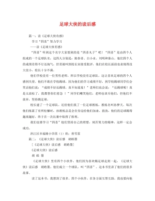 足球大侠的读后感 