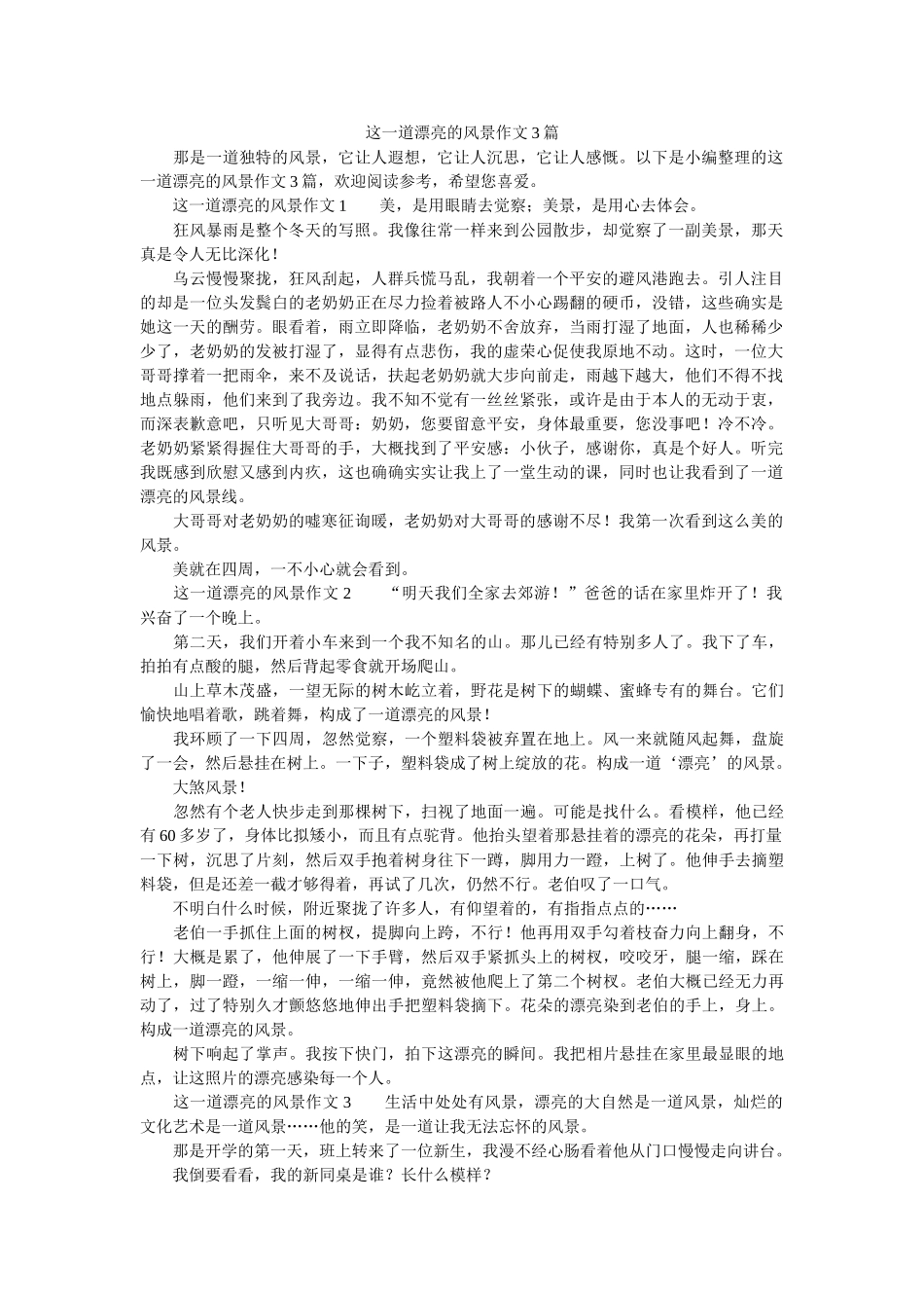 这一道ۥ美丽的风景作文3篇精选 _第1页