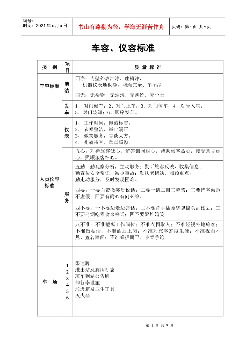 驾驶员、乘务员服务标准及操作标准_第1页