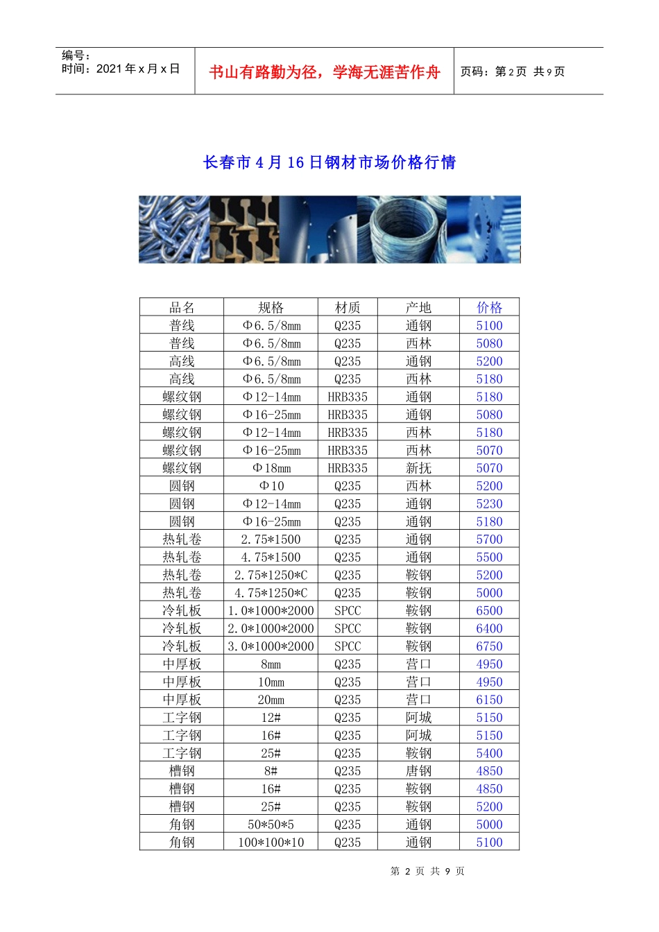 长春市钢材市场价格行情_第2页