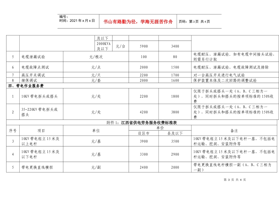 江西供电劳务服务收费标准表doc-附件1：江西省供电劳务_第3页