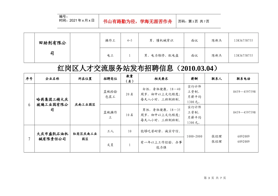 红岗区人才交流服务站发布招聘信息（XXXX_第3页