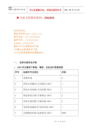 空港物流加工区--电力配套服务指南