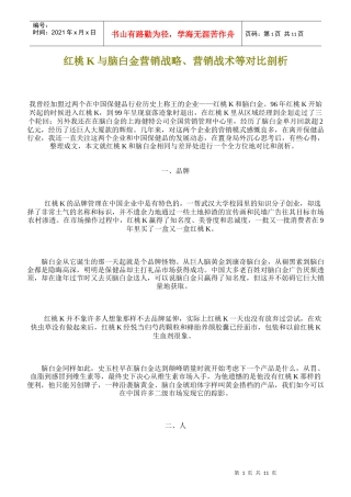 某某与某某营销战略营销战术等对比剖析