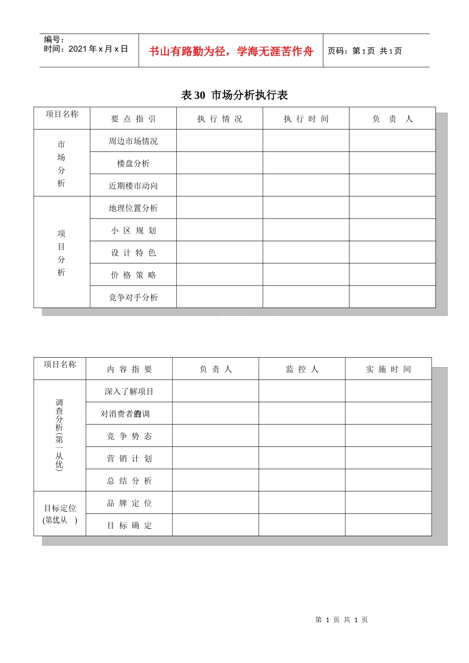 表30  市场分析执行表_第1页