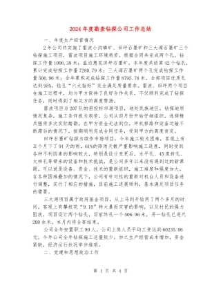 2024年度勘查钻探公司工作总结