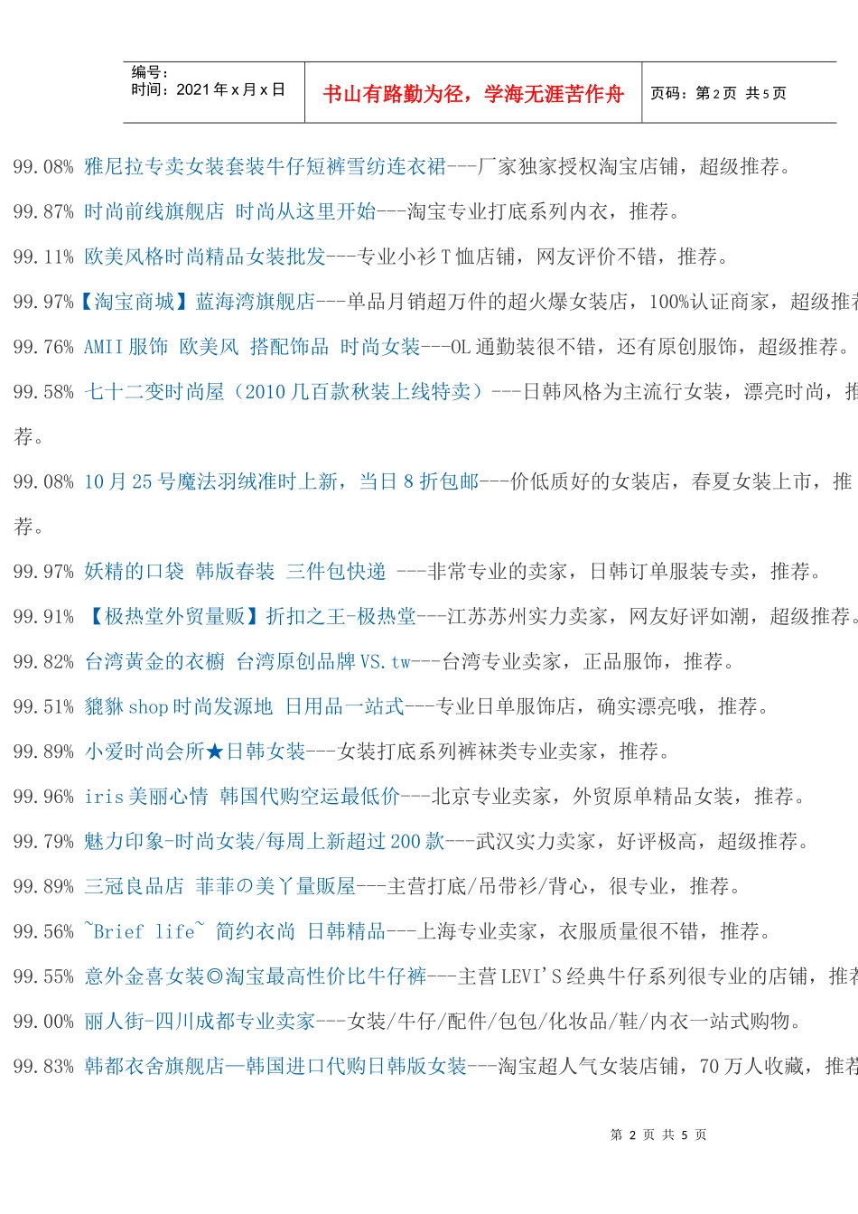 最新淘宝女装皇冠店铺排行榜中榜_第2页