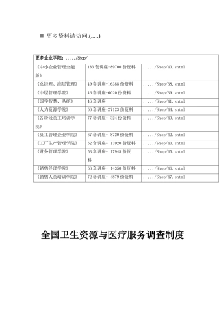 我国卫生资源与医疗服务调查制度汇编