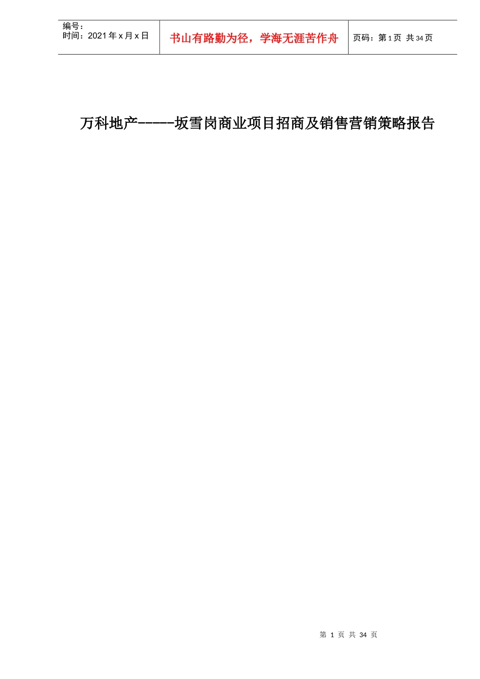 房地产某商业项目招商及销售营销策略报告_第1页