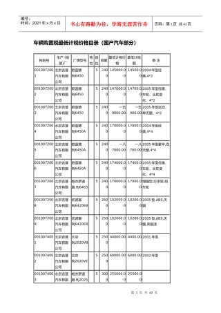 车辆购置税最低计税价格目录