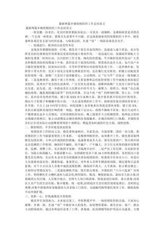 最新两篇乡镇疫情防控工作总结范文 