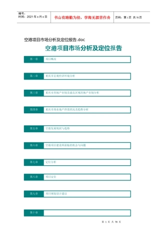 空港项目市场分析及其定位报告