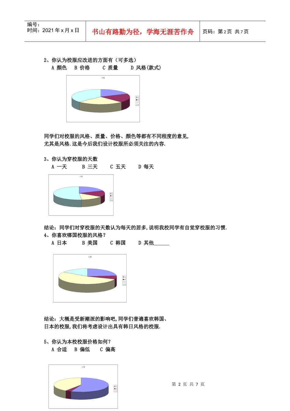 泉州市中学生对校服的意见的调查与设计方案_第2页