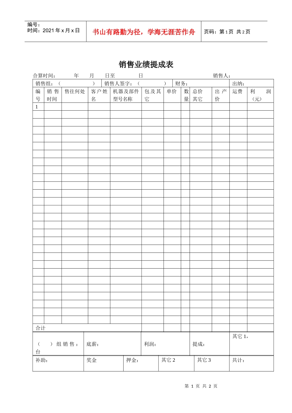 销售业绩提成表_第1页