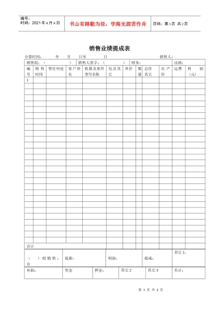 销售业绩提成表