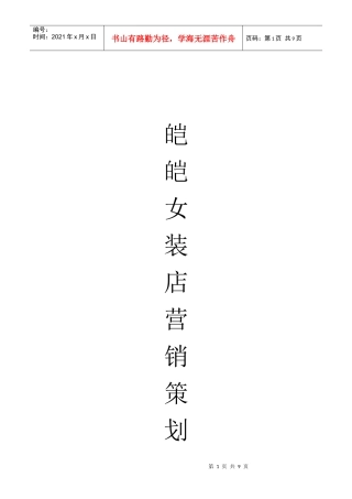 某女装店营销策划