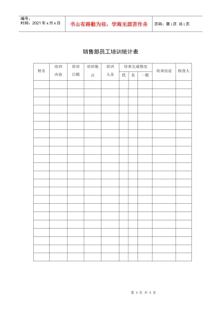 销售部员工培训统计表