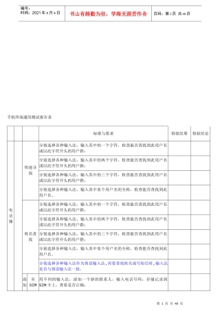 手机终端通用测试报告表汇编