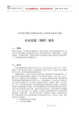 毛概社会实践调研报告