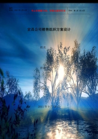 销售组织方案设计