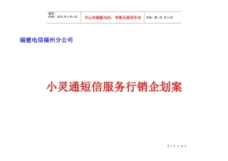 福州小灵通短信服务行销企划案
