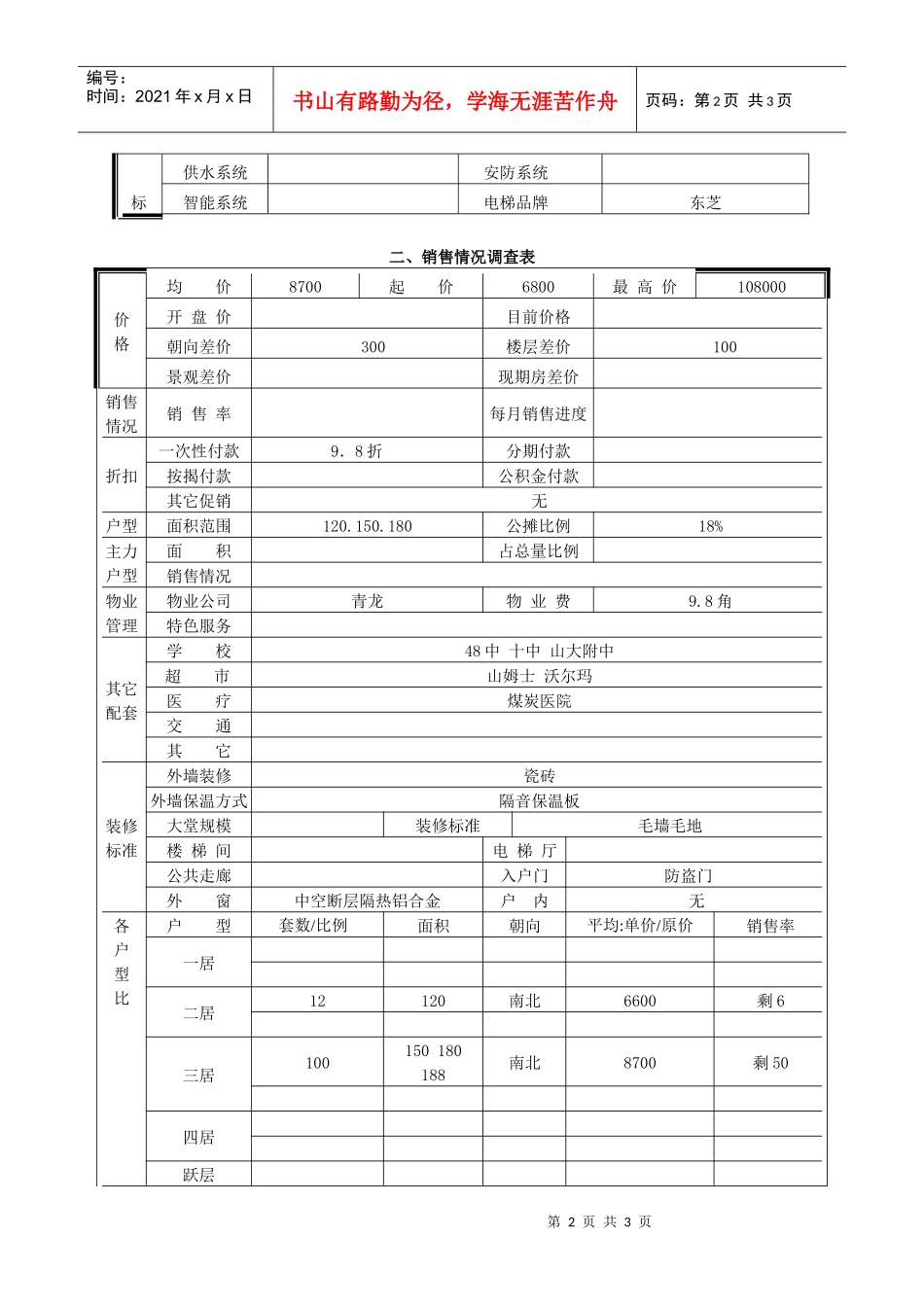 滨东花园市场调查表_第2页