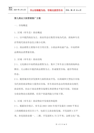 某商业大街营销推广分析报告