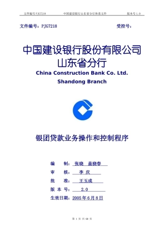 某银行银团贷款业务操作和控制程序(20)