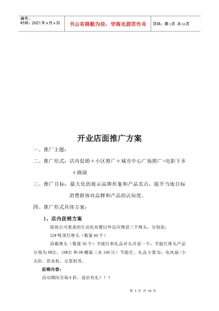 试谈开业店面推广方案