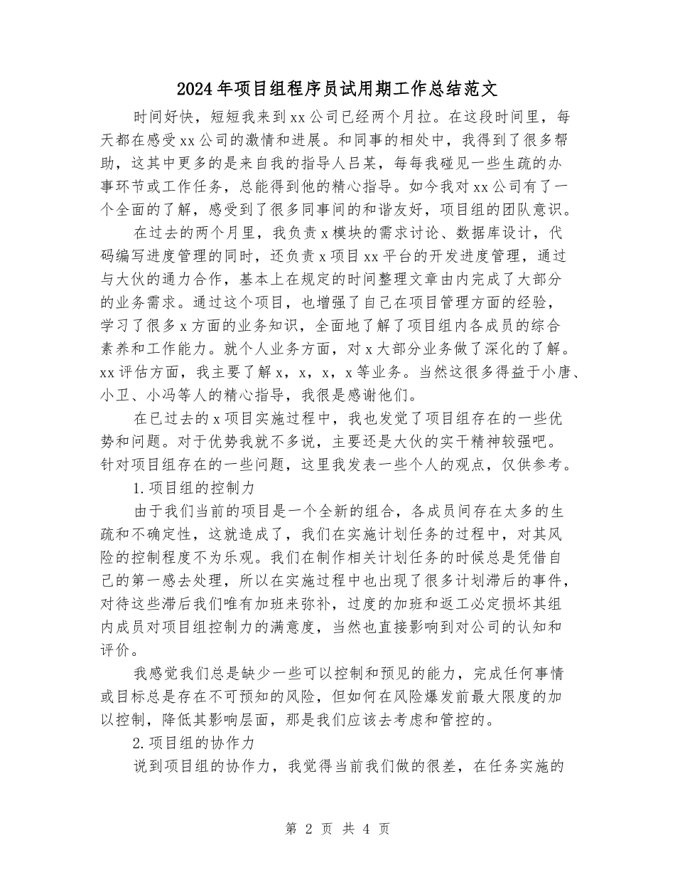 2024年项目组程序员试用期工作总结范文_第2页