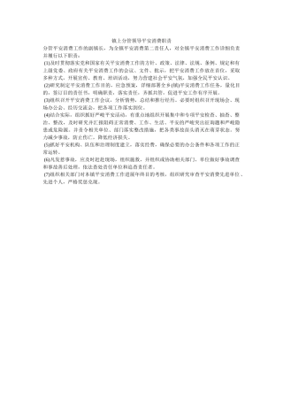 镇上分ۥ管领导安全生产职责精选 