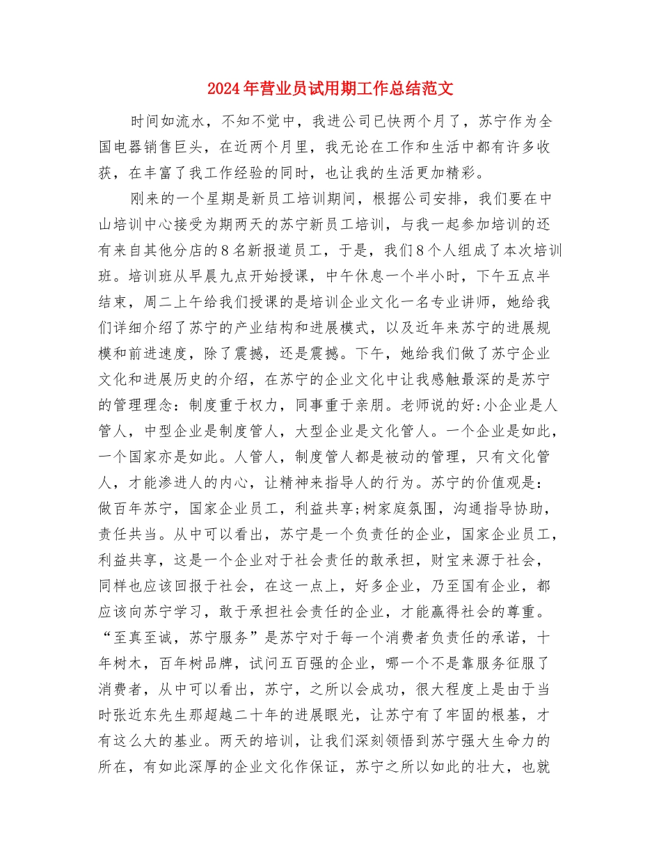 2024年营业员试用期工作总结与2024年营业员试用期工作总结范文汇编_第3页