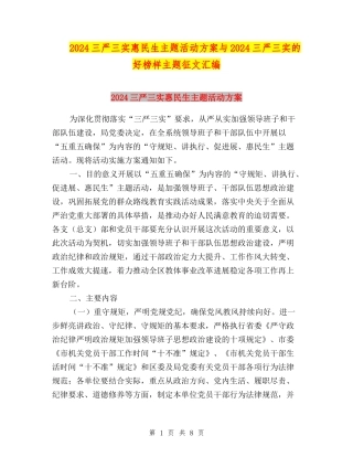 2024三严三实惠民生主题活动方案与2024三严三实的好榜样主题征文汇编