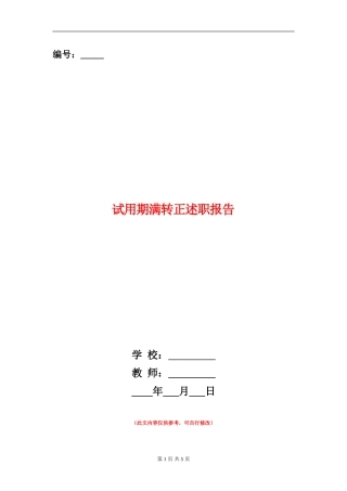 试用期满转正述职报告