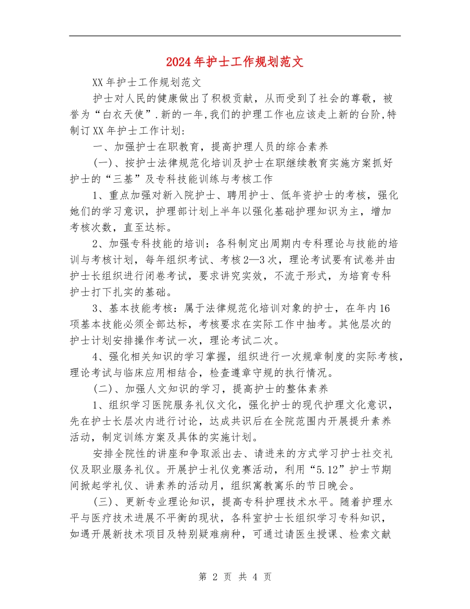 2024年护士工作规划范文_第2页