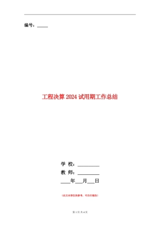 工程决算2024试用期工作总结