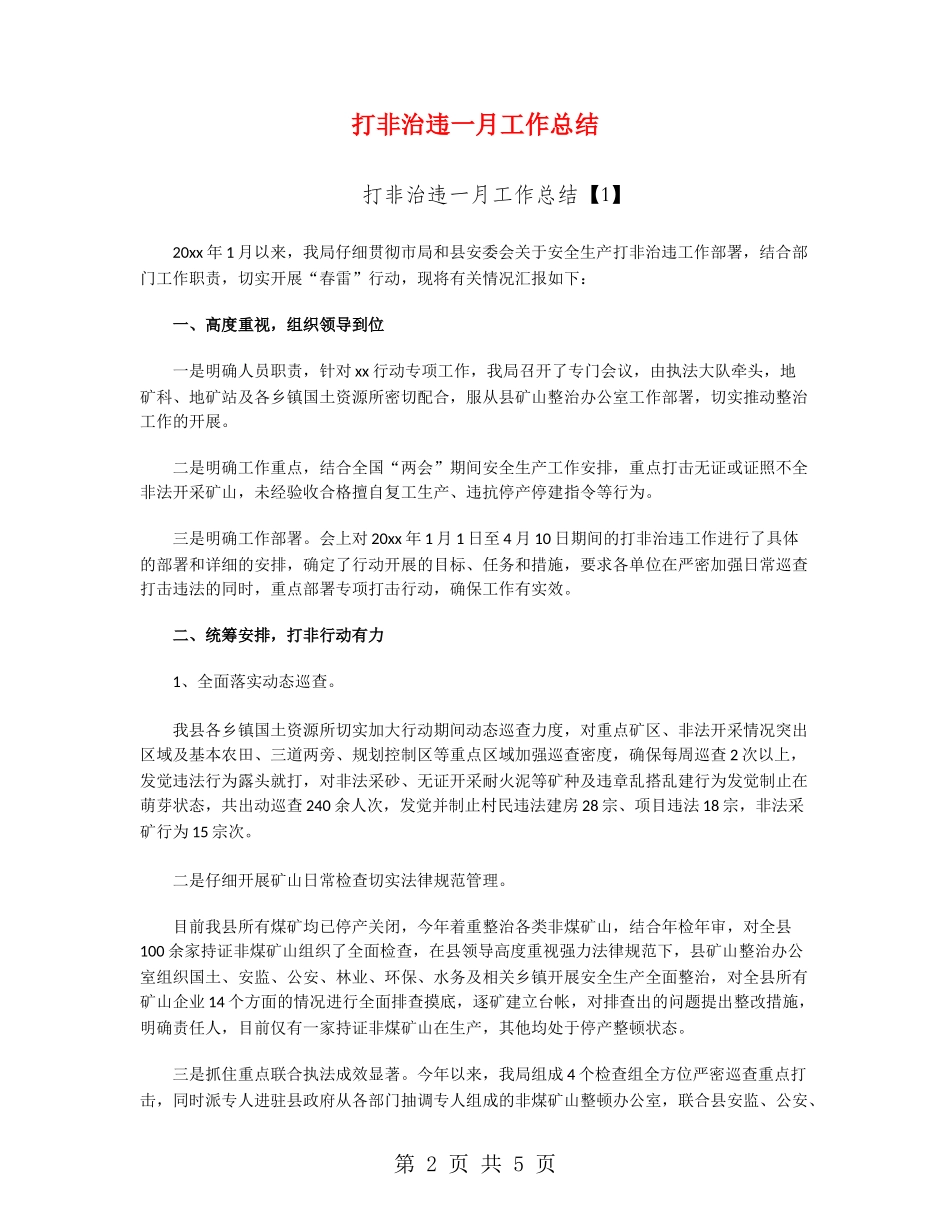 打非治违一月工作总结_第2页