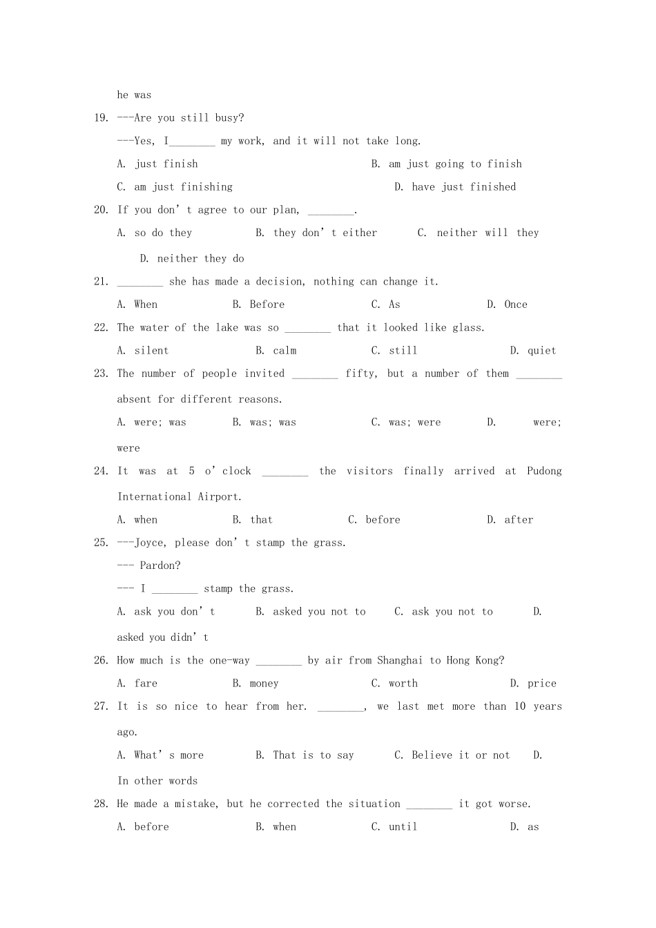 浙江省苍南10-11学年高一英语上学期期中试题新人教版 _第3页