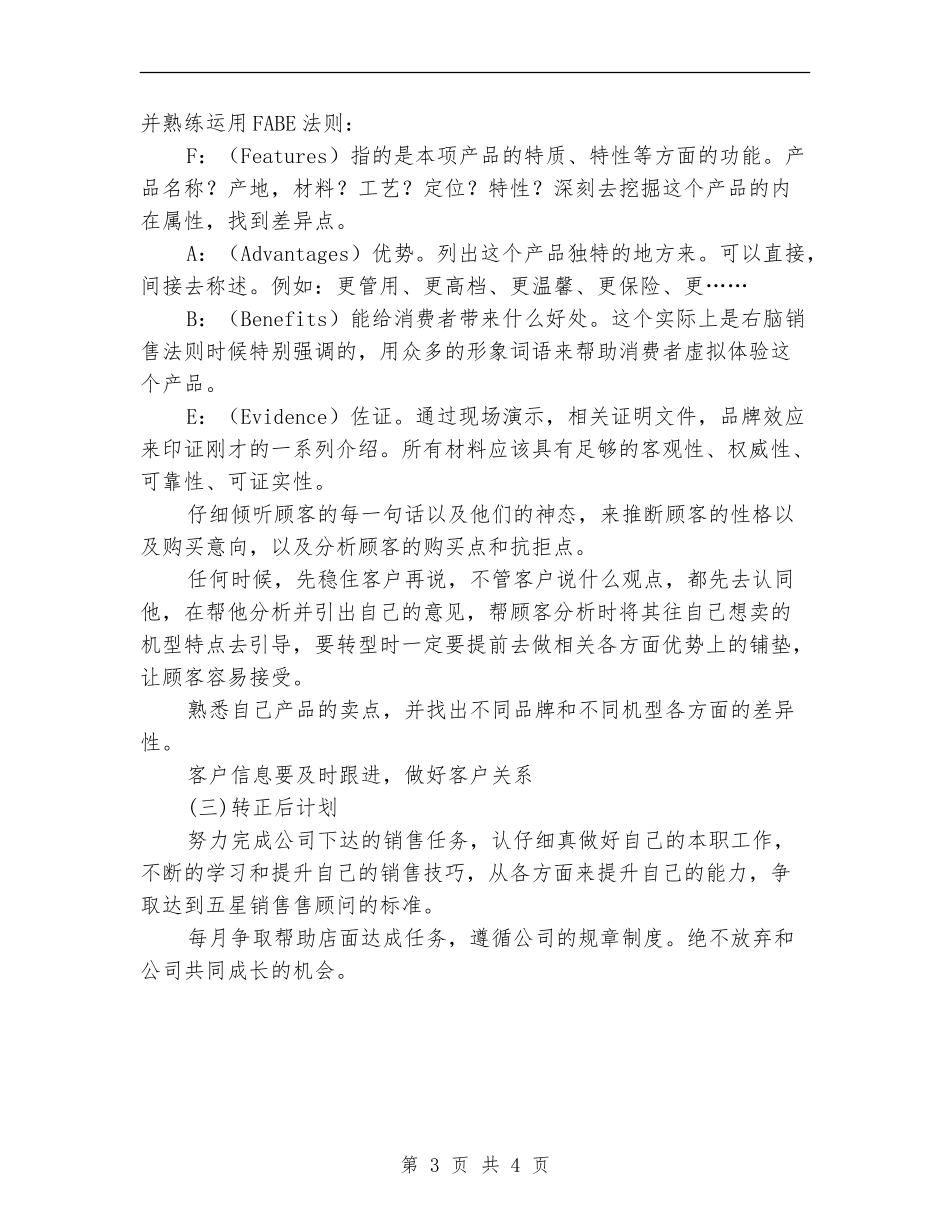 销售员试用期转正工作总结与计划_第3页
