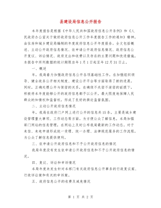 县建设局信息公开报告