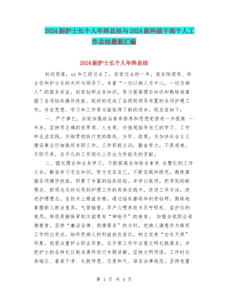 2024副护士长个人年终总结与2024副科级干部个人工作总结最新汇编