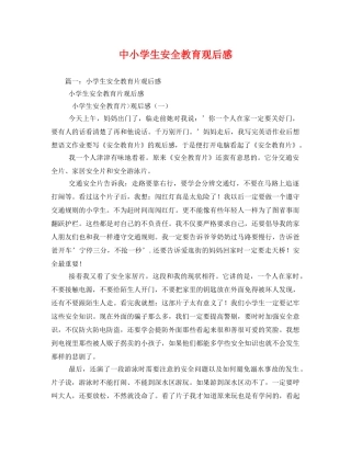 中小学生安全教育观后感 