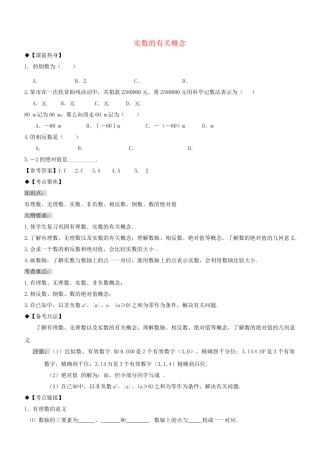 中考数学专题复习 有理数、实数的有关概念 
