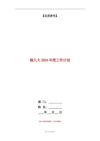 镇人大2024年度工作计划