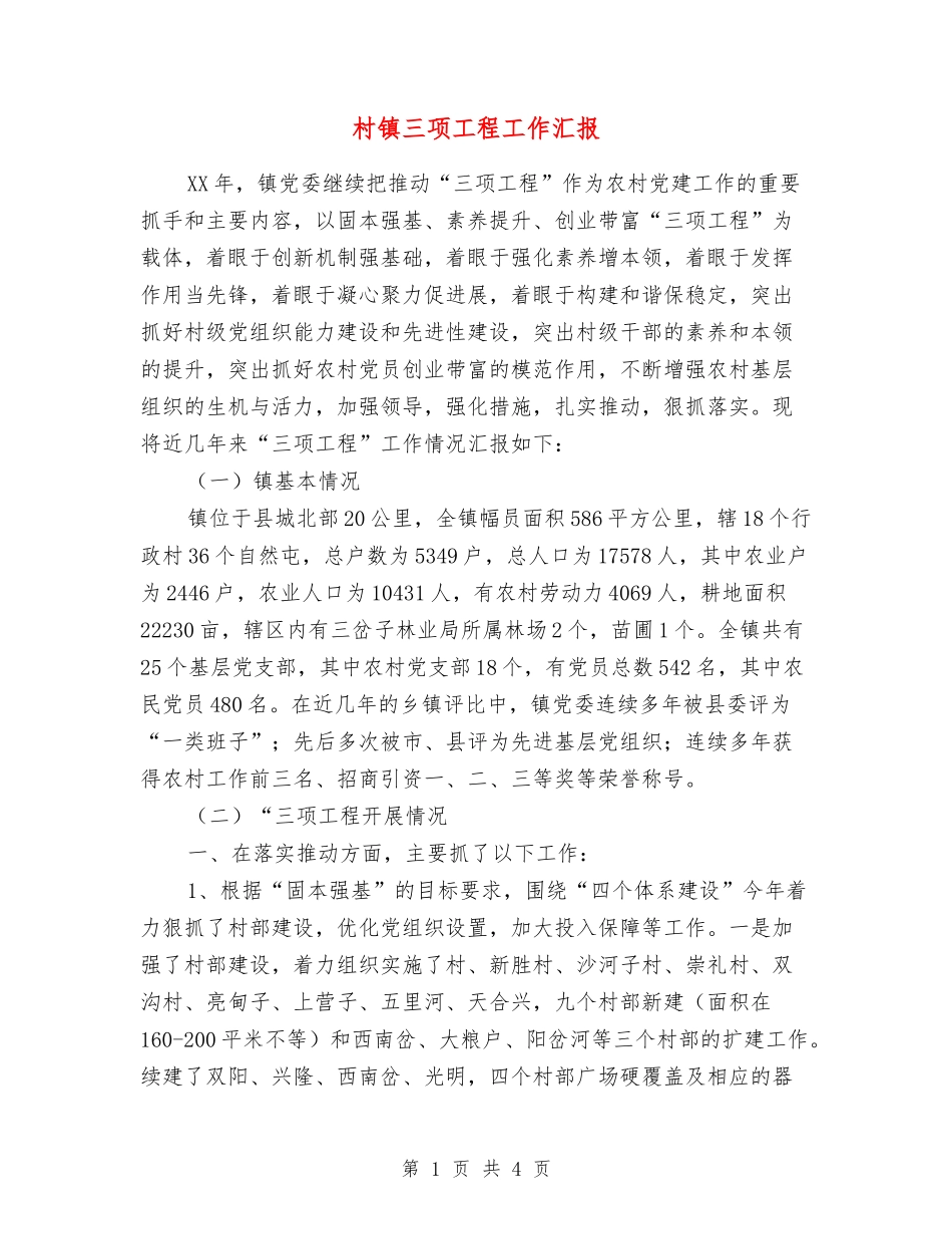 村镇三项工程工作汇报_第1页