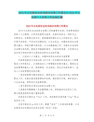 2024年文化街社会治安综合治理工作要点与2024年文化馆个人年终工作总结汇编